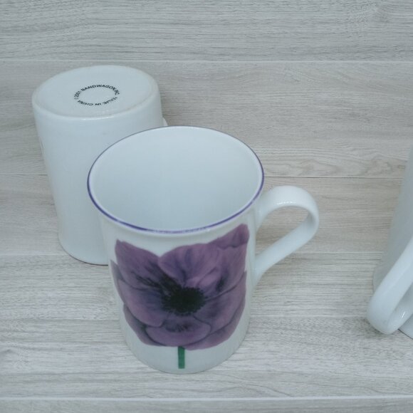 Vintage Bandwagon Inc. Ceramic Flower Coffee Cups Set of 3 - Picture 6 of 11